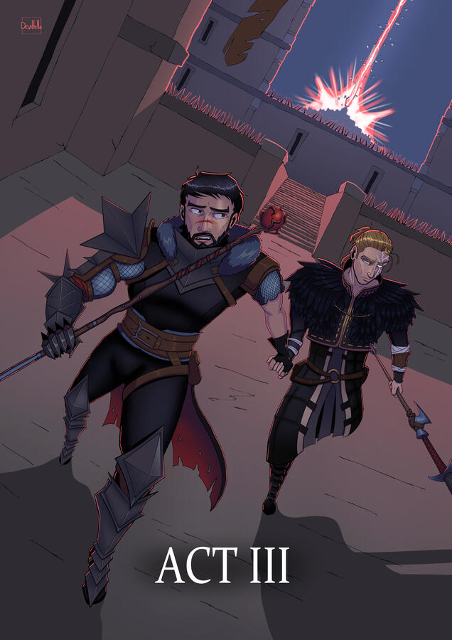 Hawke and Anders in Act 3 of Dragon Age 2