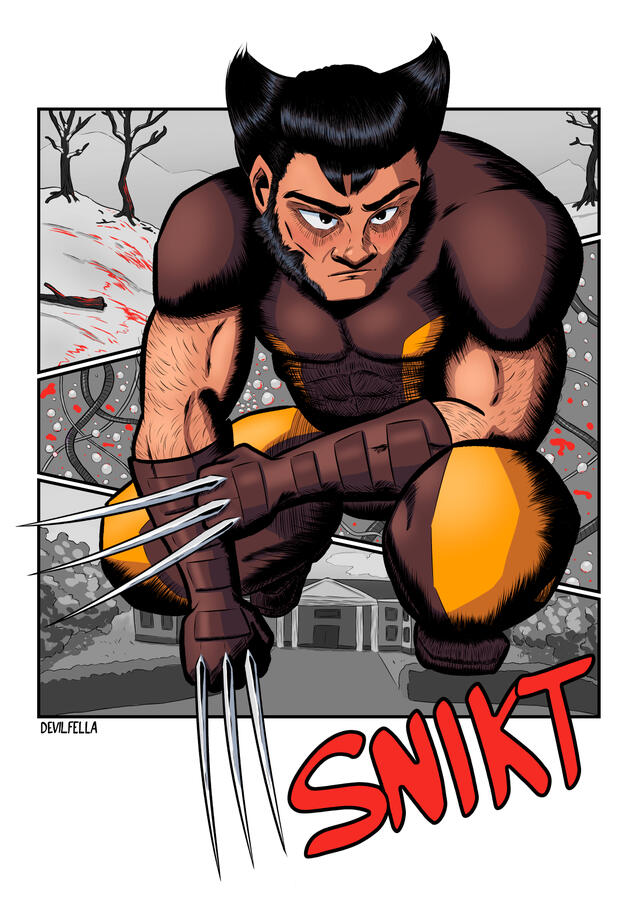 Wolverine from Marvel comics in a pop out panel