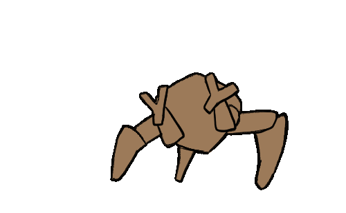 A rotoscoped animation of Rocky fro m Project Hail Mary doing the Crab Rave dance