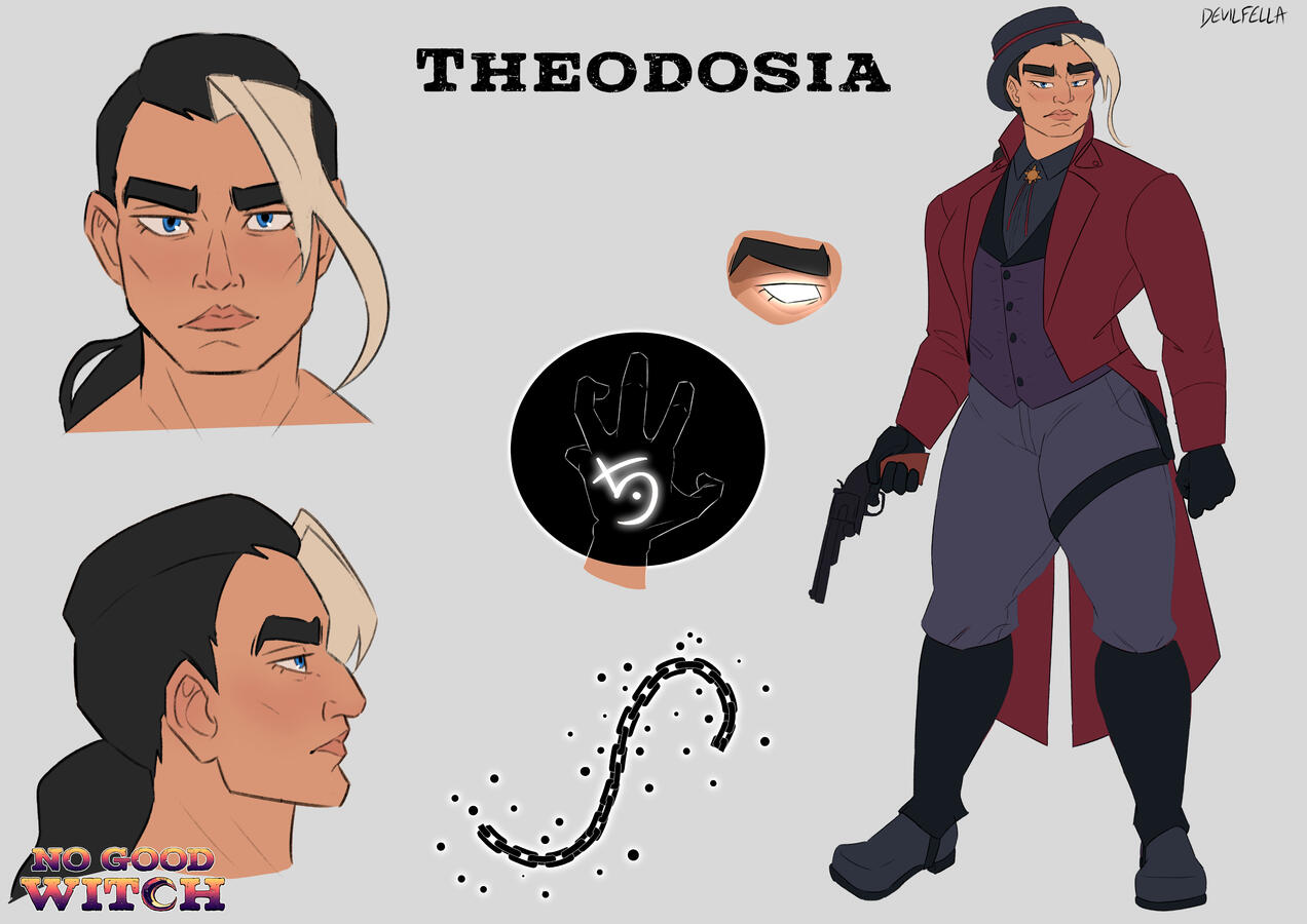 Reference Sheet for Theodosia from my web comic No Good Witch